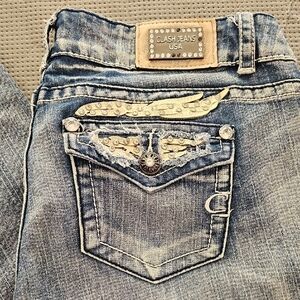 Clash Jeans-Ash Blue Distressed and embellished  Vintage Wash size 13